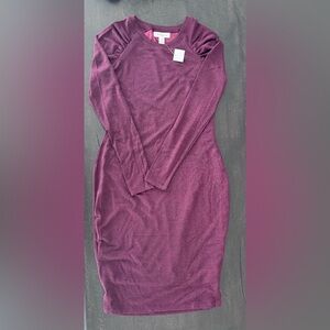 Motherhood Maternity Fitted Long-Sleeve Bodycon Dress - Burgundy